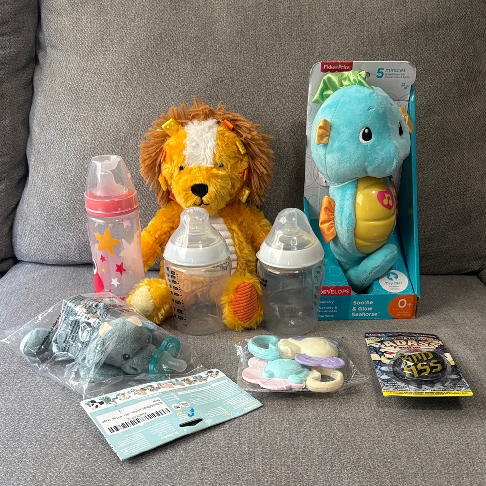 Colorful Baby Toy and Bottle Set